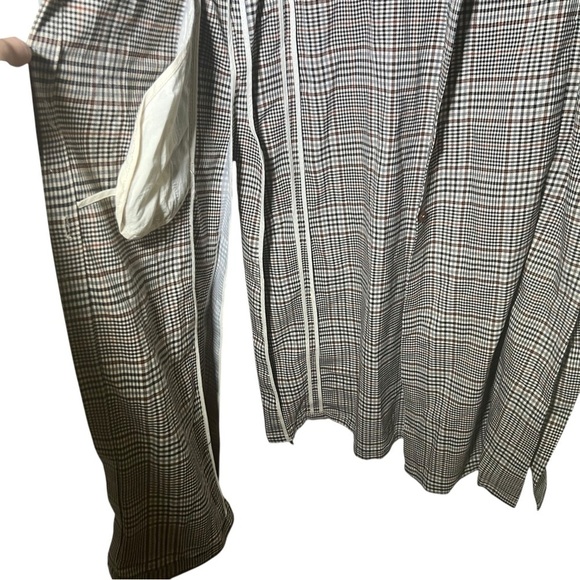 H&M Beige Tie Waist Plaid Long Line Duster Coat Size 6 - Picture 8 of 13